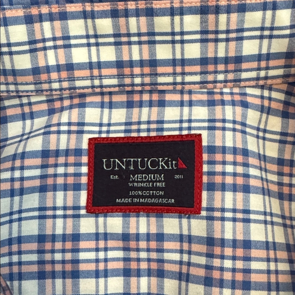 UNTUCKit  Wrinkle Free Men's Long Sleeve Button-Up Gingham Plaid Shirt - Picture 5 of 7